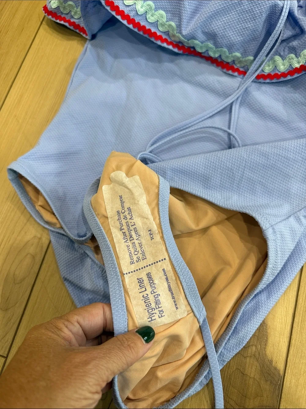 J. Crew Light Blue One-Piece Swimsuit with Ruffle Trim